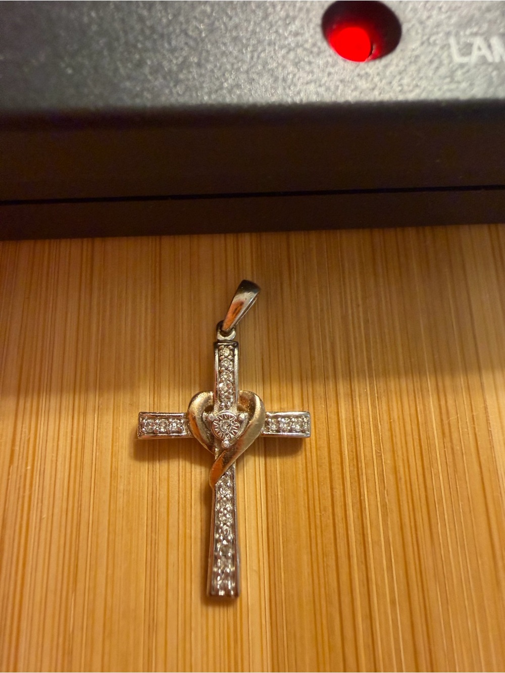 Silver 925 SK9 Cross Gold pendant with Heart and Crystal Accents - Women's